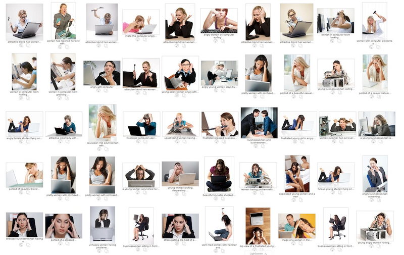 Illustration for article titled The Furious Femme Fatales of Computer Stock Photography